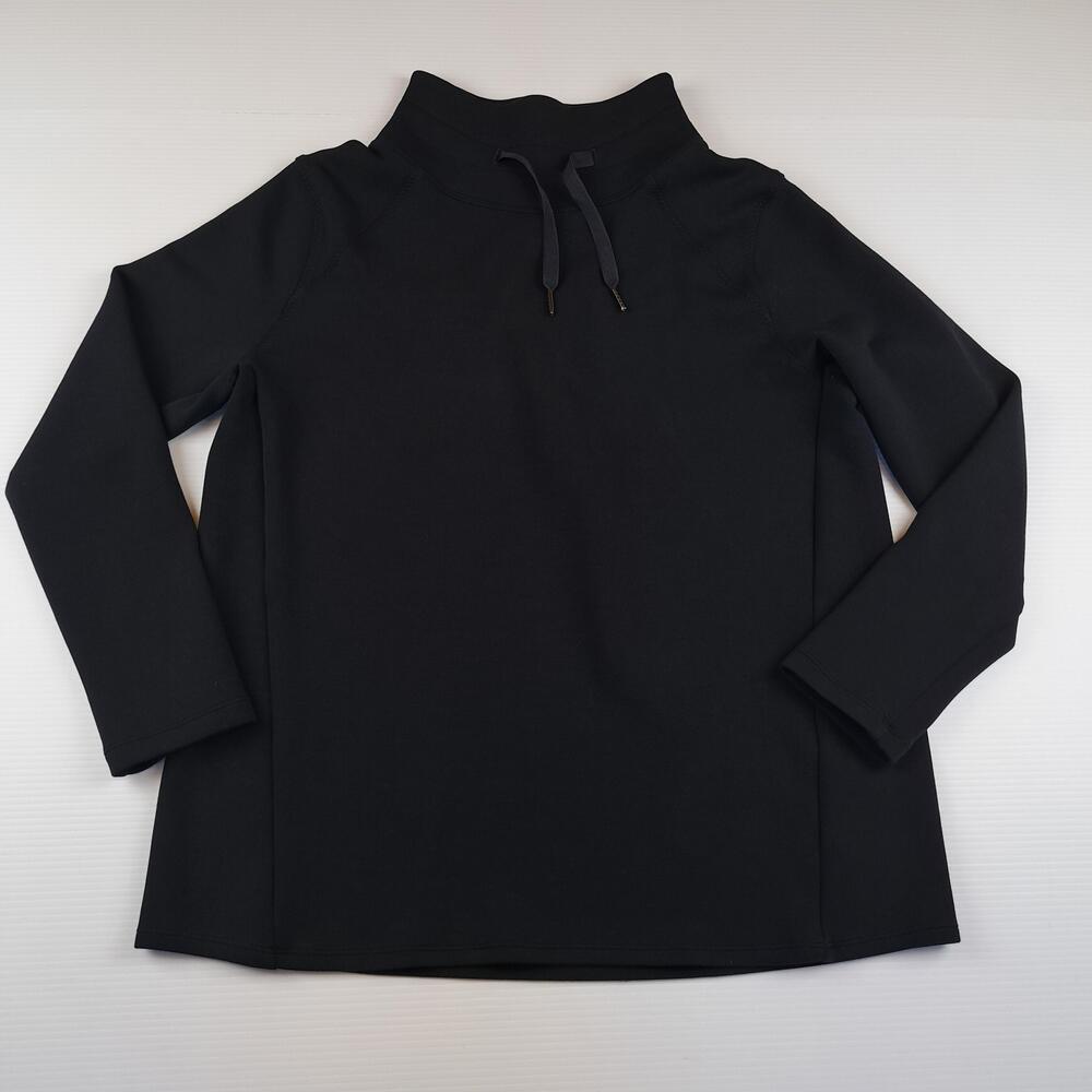 Spanx Shirt Womens Large Black AirEssentials Mock Neck Long Sleeve Tunic Top